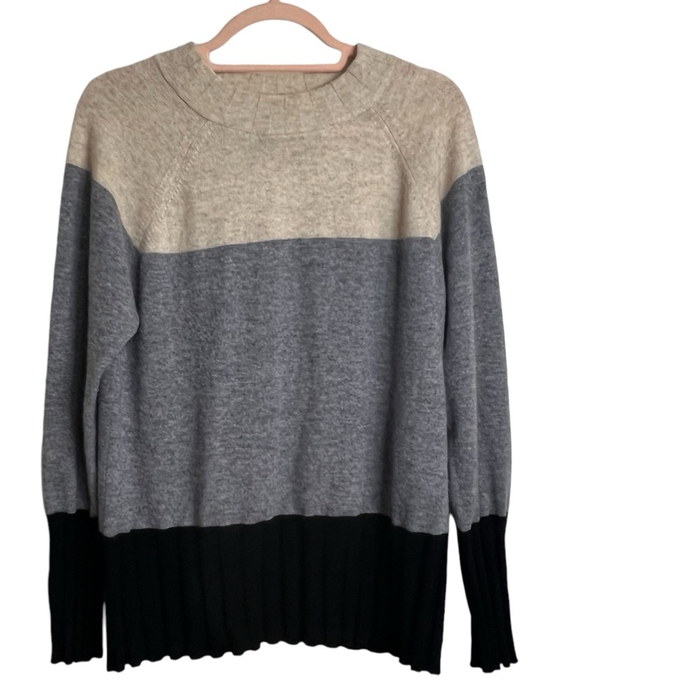 GRIFFEN CASHMERE WOOL BLEND LONG SLEEVE SWEATER COLOR BLOCK PREPPY ACAD…